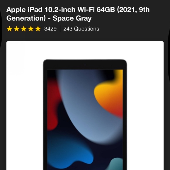 Apple iPad 10.2-inch Wi-Fi 64GB (2021, 9th Generation Apple iPad 10.2-inch Wi-Fi 64GB (2021, 9th Generation